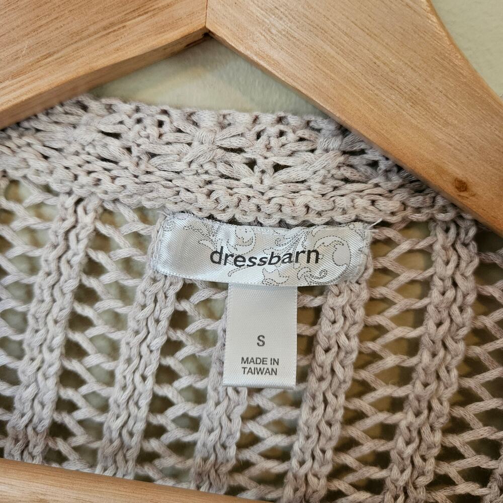 Vintage Women's Crochet Cardigan Small Bell Sleeve Cropped Beige Boho Hippie - Picture 4 of 7